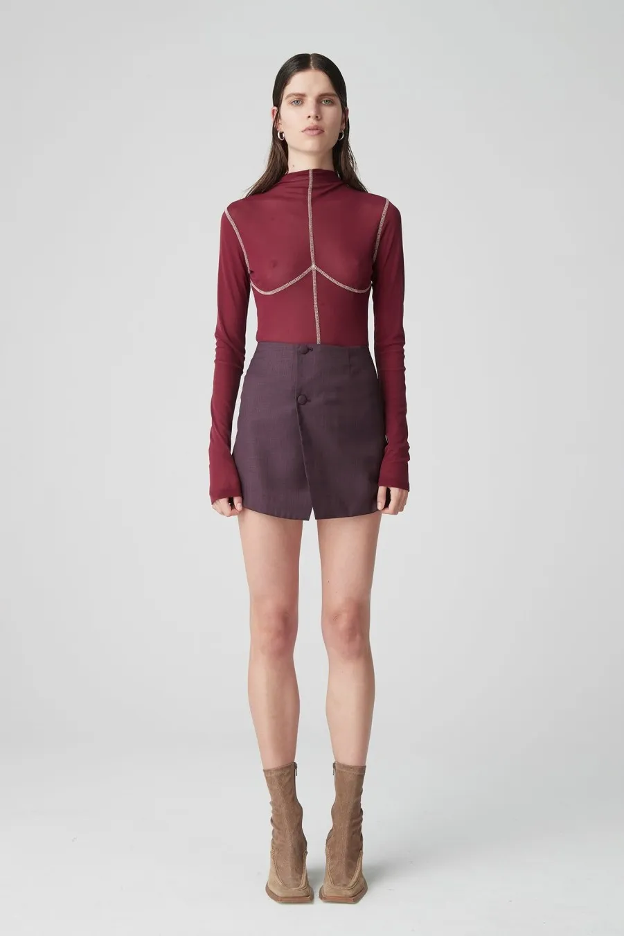 Women Atoir  | 002 Top Maroon