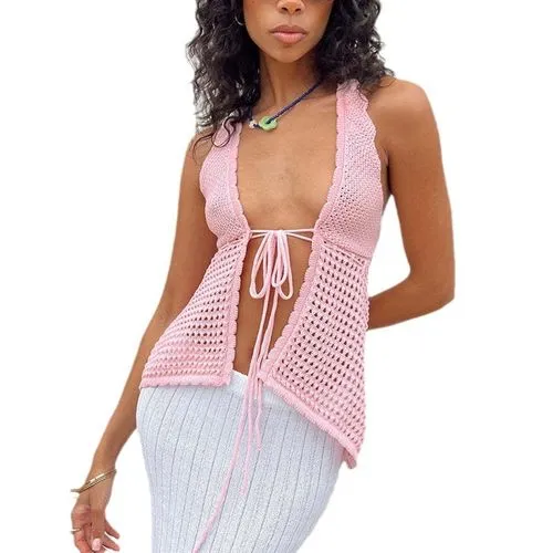 Women's Halter Crisscross Tank Tank Tops Sexy Solid Color