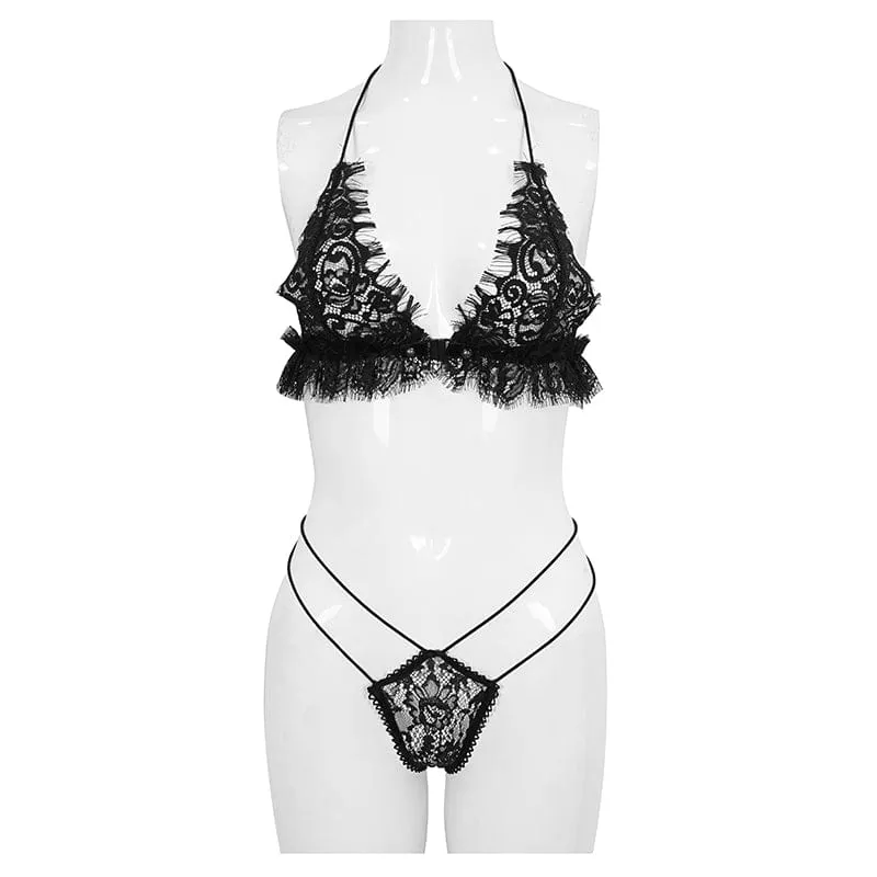 Women's Gothic Sexy Lace Bra Lingerie Set