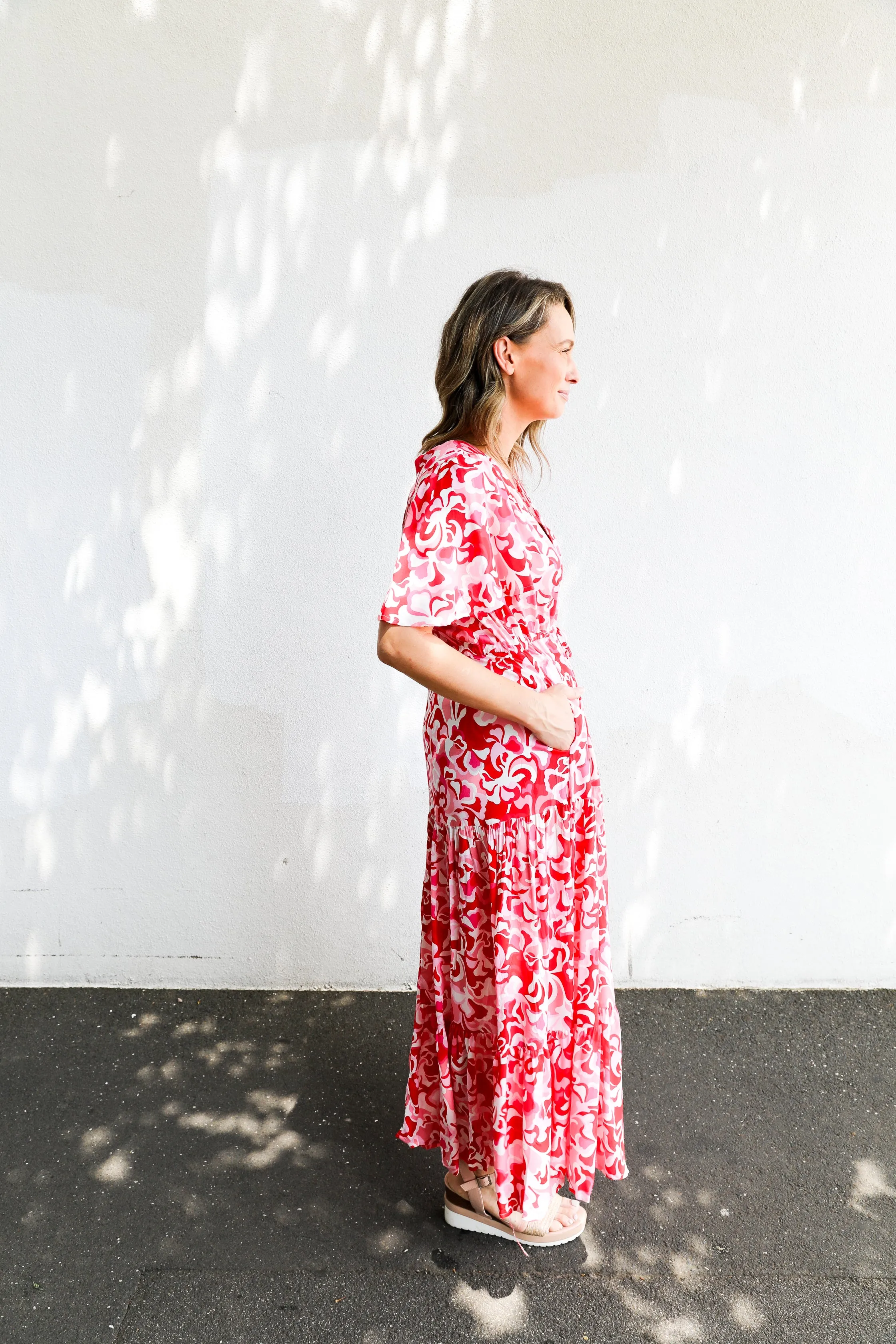 Zoe Maxi (Pink & Red Print)